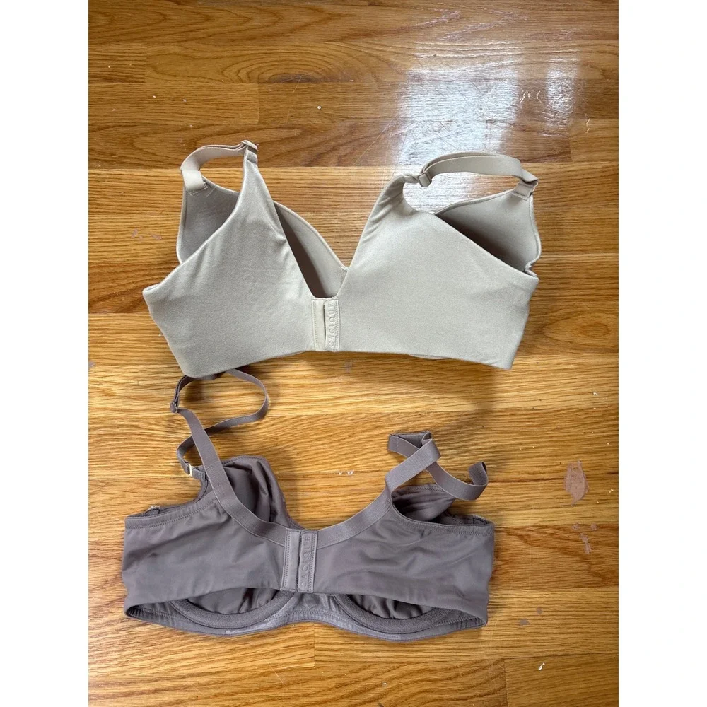 Cacique Bra Bundle Lot of 2 Tan T-Shirt 36D & Mauve Unlined Underwire 36DD